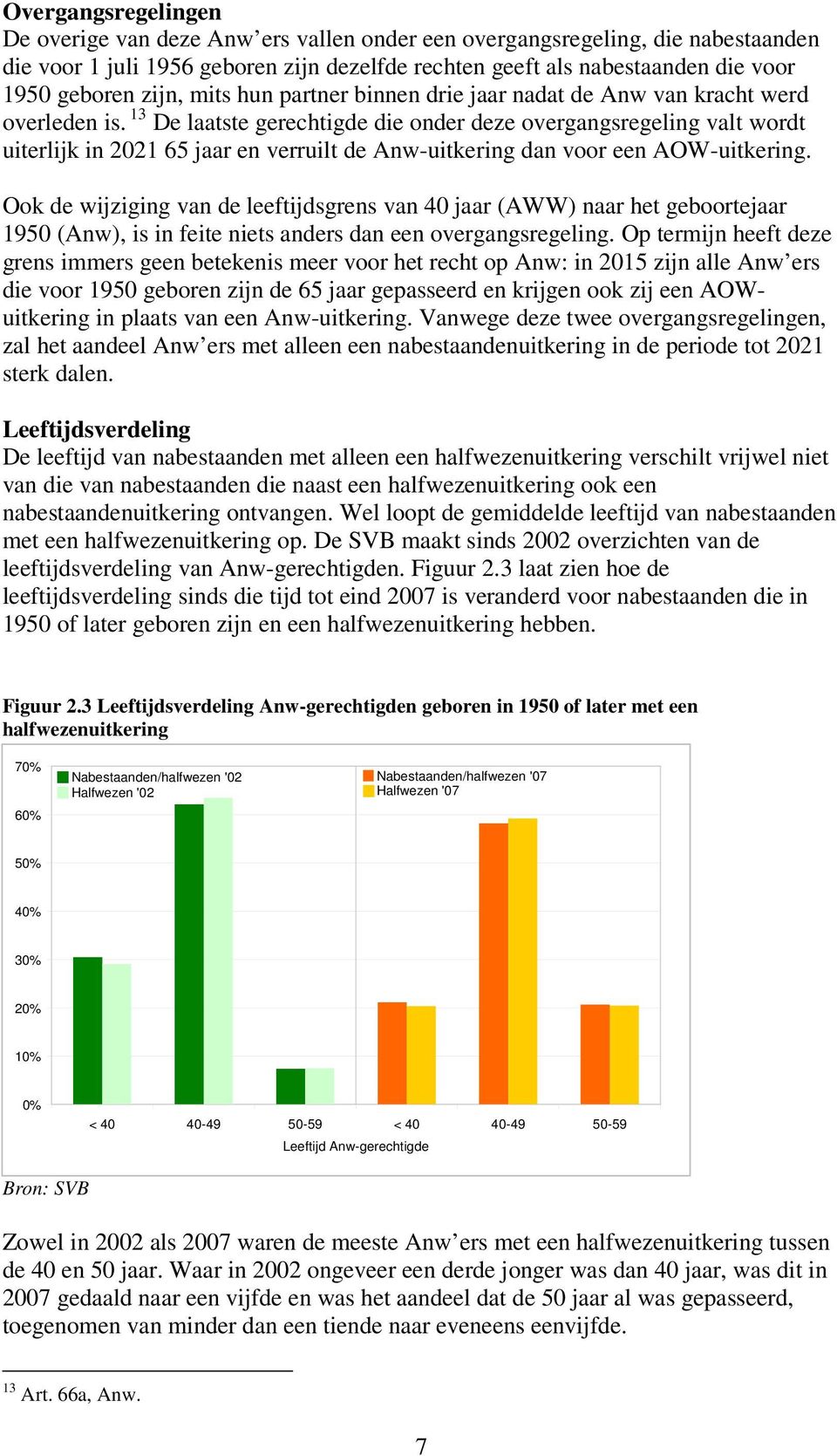 13 De laatste gerechtigde die onder deze overgangsregeling valt wordt uiterlijk in 2021 65 jaar en verruilt de Anw-uitkering dan voor een AOW-uitkering.