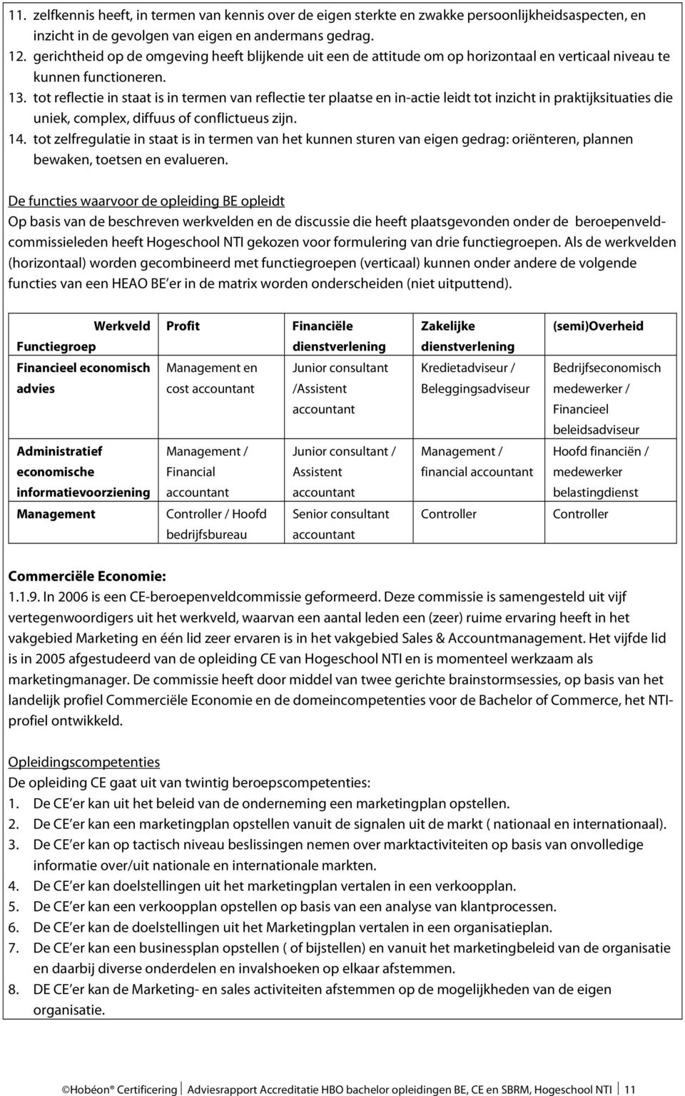 tot reflectie in staat is in termen van reflectie ter plaatse en in-actie leidt tot inzicht in praktijksituaties die uniek, complex, diffuus of conflictueus zijn. 14.