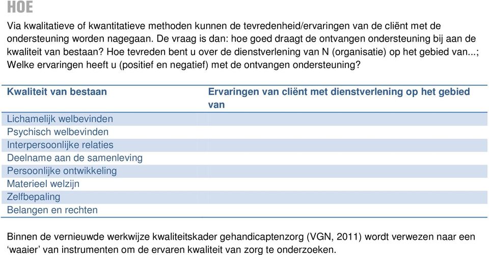 ..; Welke ervaringen heeft u (positief en negatief) met de ontvangen ondersteuning?