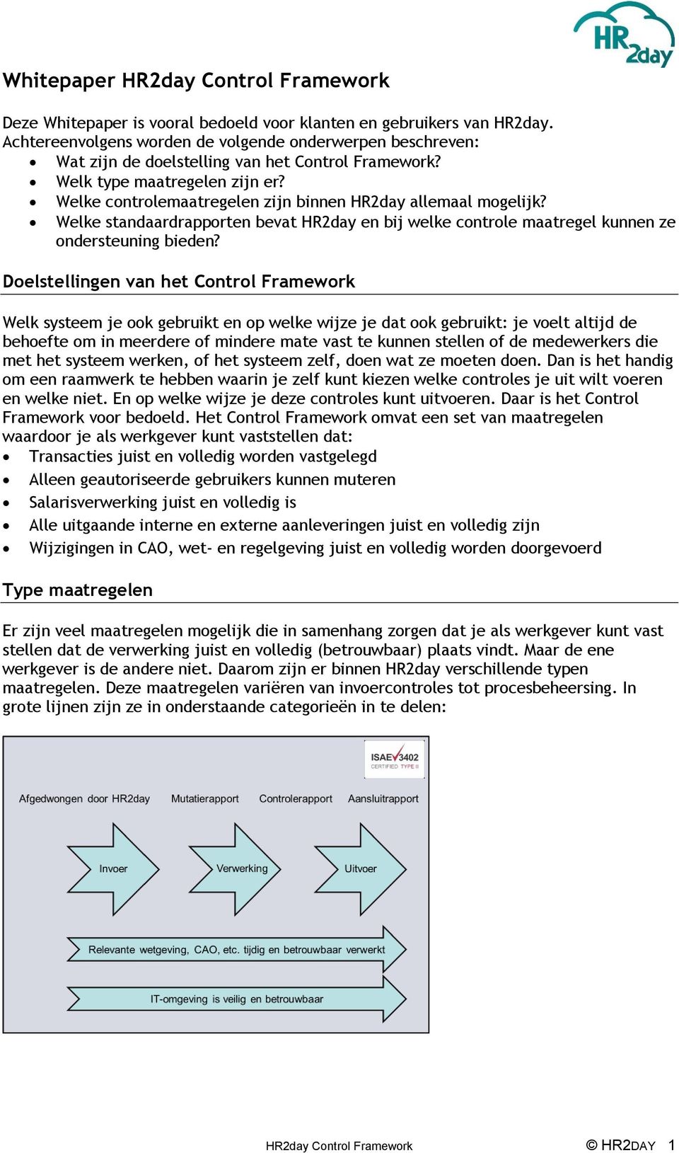 Welke standaardrapporten bevat HR2day en bij welke controle maatregel kunnen ze ondersteuning bieden?