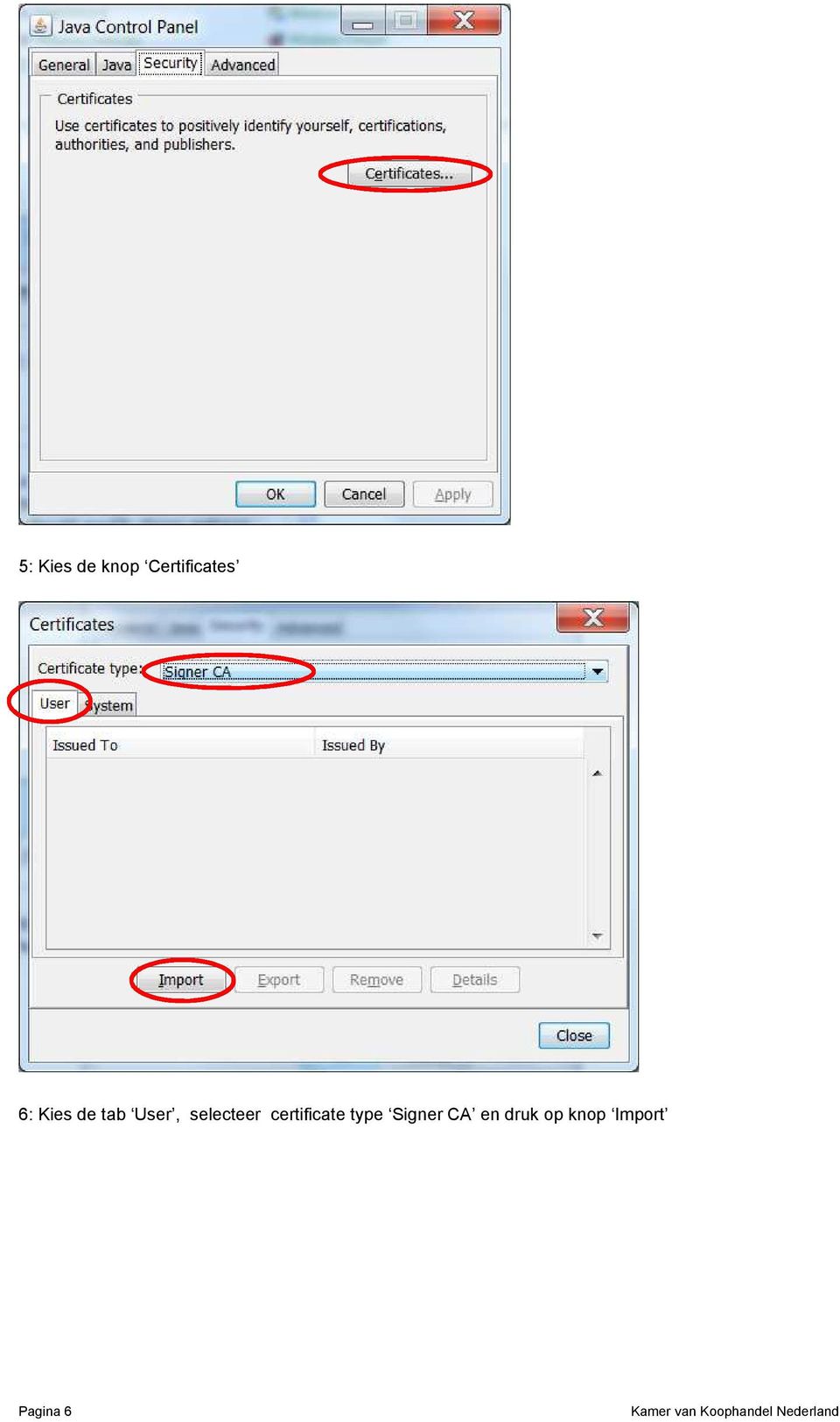 selecteer certificate type