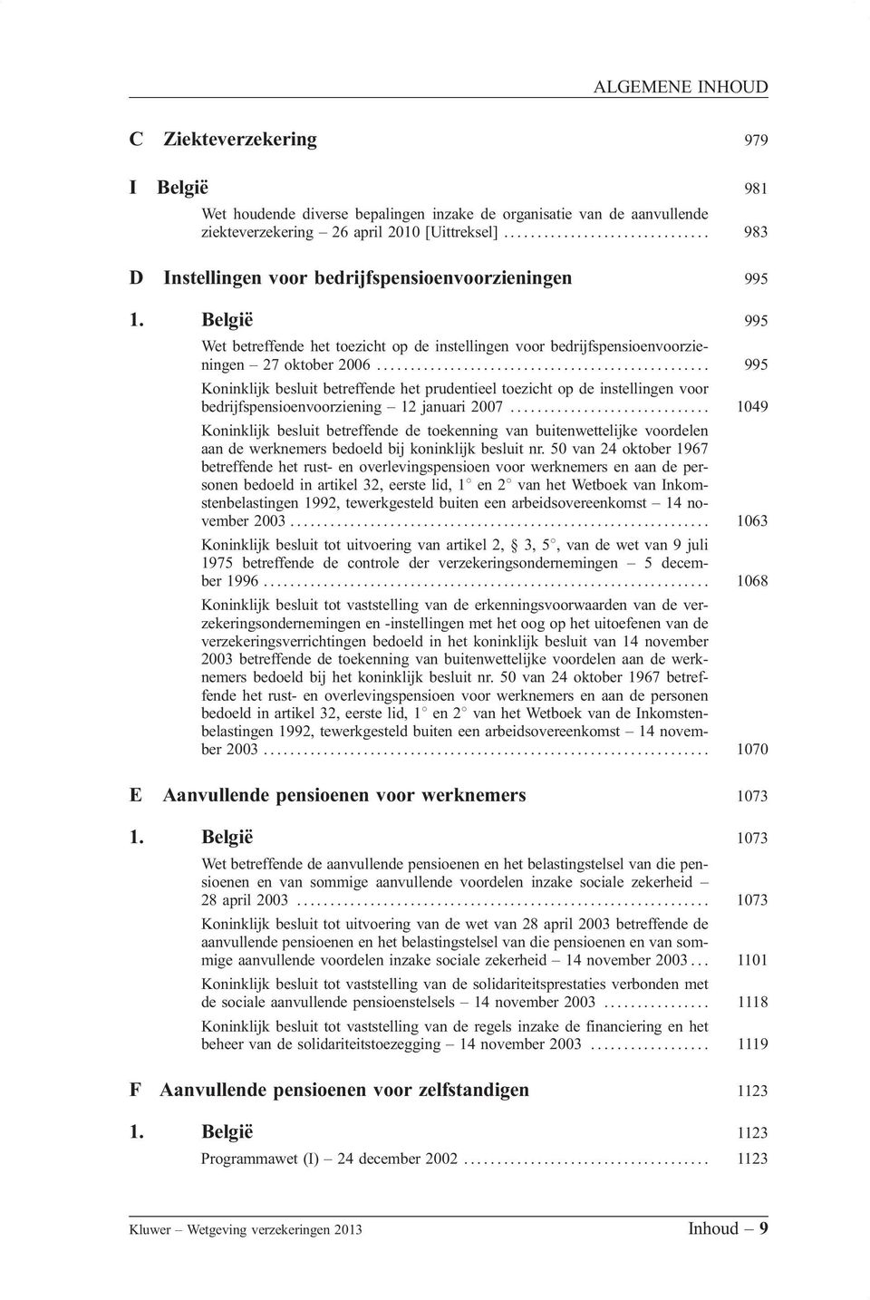 België 995 Wet betreffende het toezicht op de instellingen voor bedrijfspensioenvoorzieningen 27 oktober 2006.
