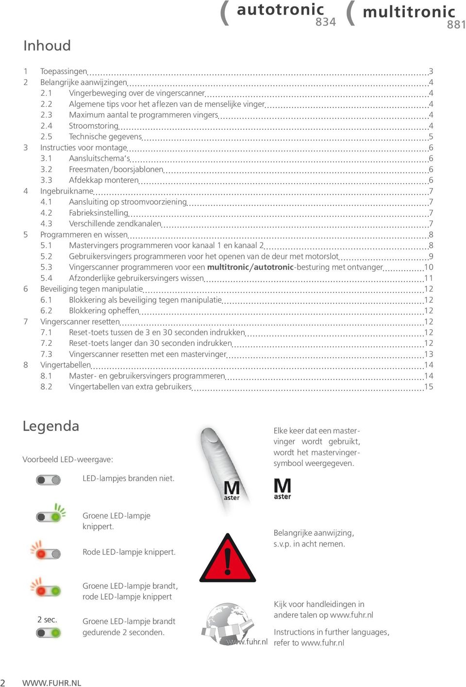 3 Afdekkap monteren 6 4 Ingebruikname 7 4.1 Aansluiting op stroomvoorziening 7 4.2 Fabrieksinstelling 7 4.3 Verschillende zendkanalen 7 5 Programmeren en wissen 8 5.