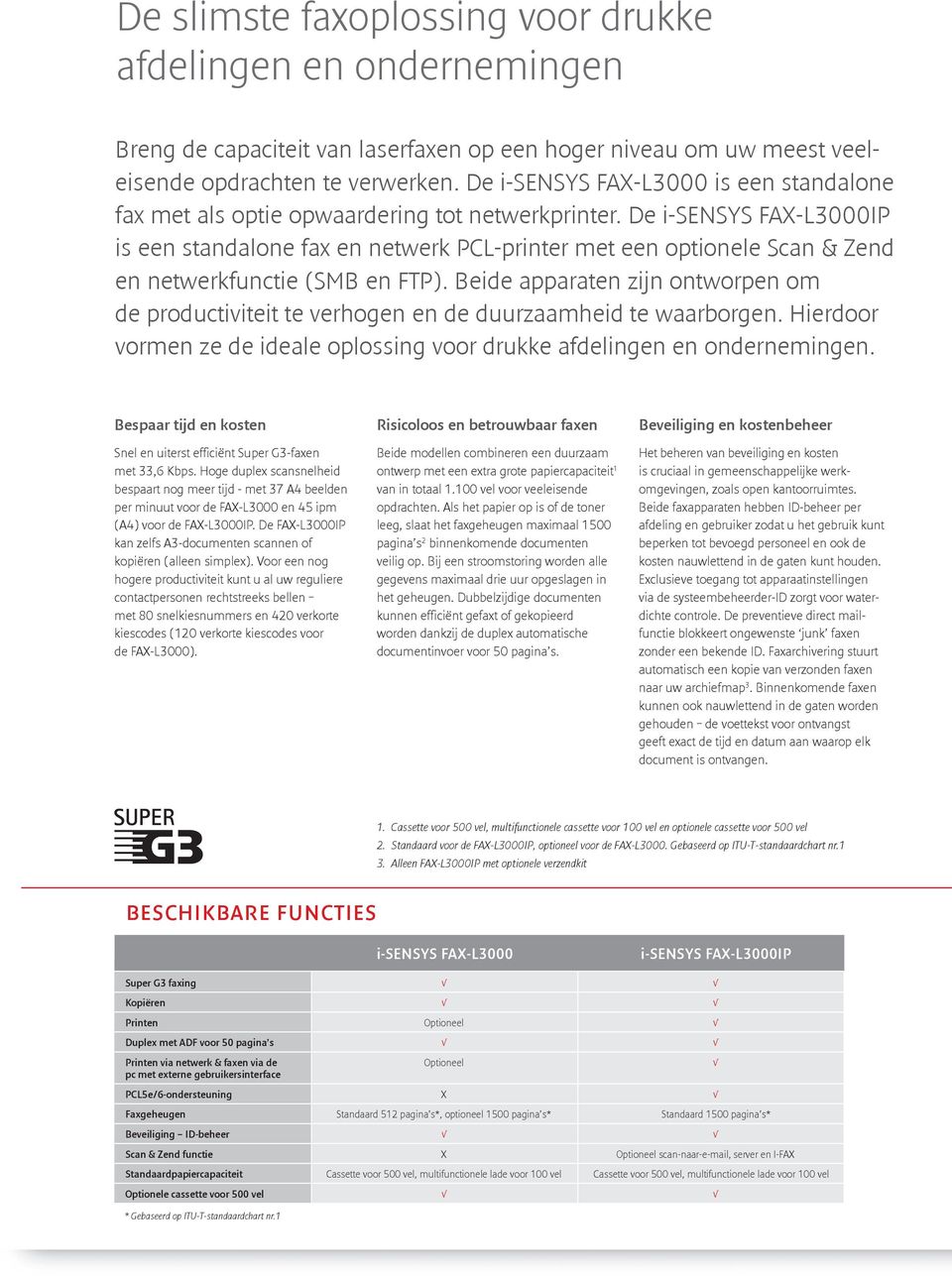 De i-sensys FAX-L3000IP is een standalone fax en netwerk PCL-printer met een optionele Scan & Zend en netwerkfunctie (SMB en FTP).