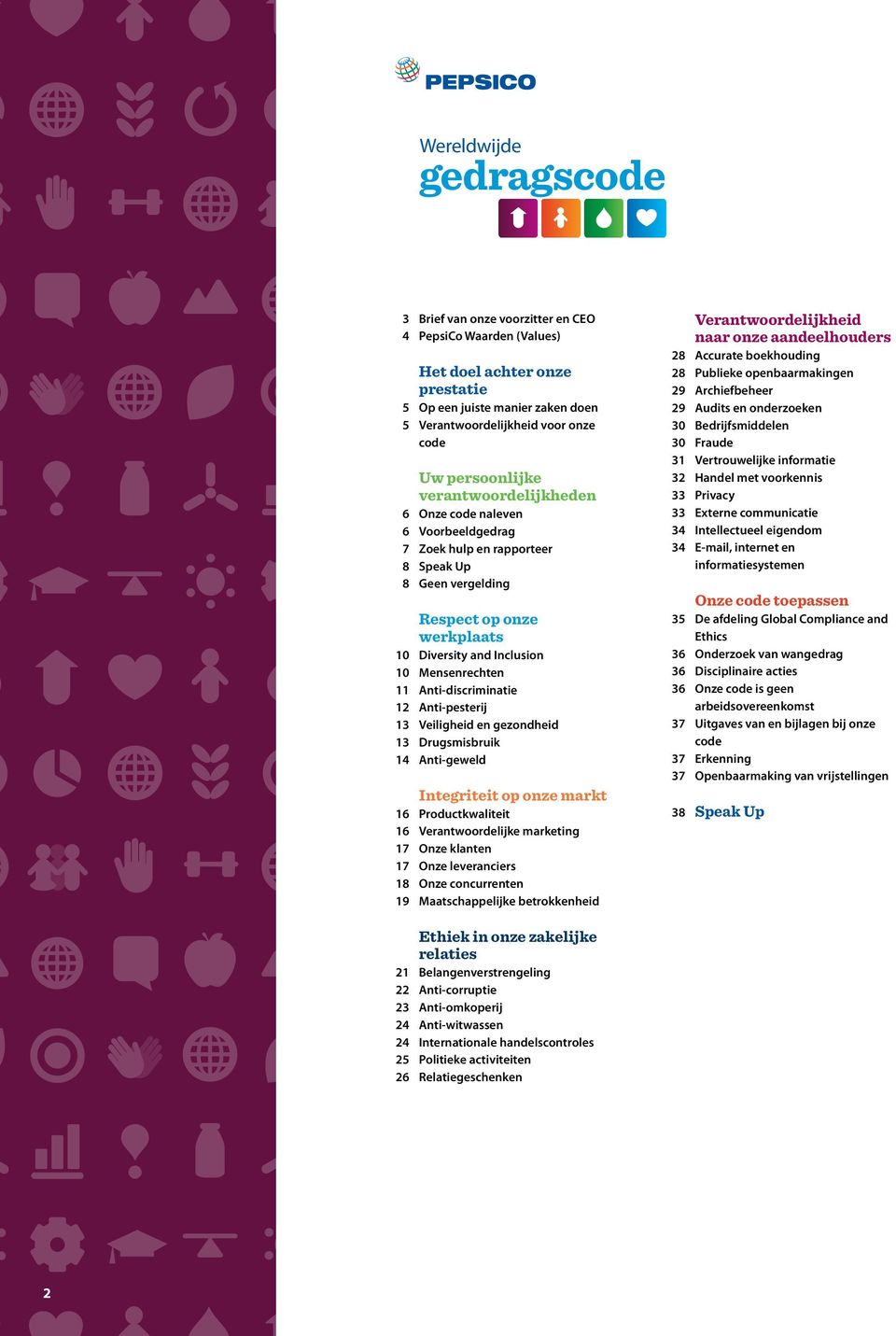 11 Anti-discriminatie 12 Anti-pesterij 13 Veiligheid en gezondheid 13 Drugsmisbruik 14 Anti-geweld Integriteit op onze markt 16 Productkwaliteit 16 Verantwoordelijke marketing 17 Onze klanten 17 Onze