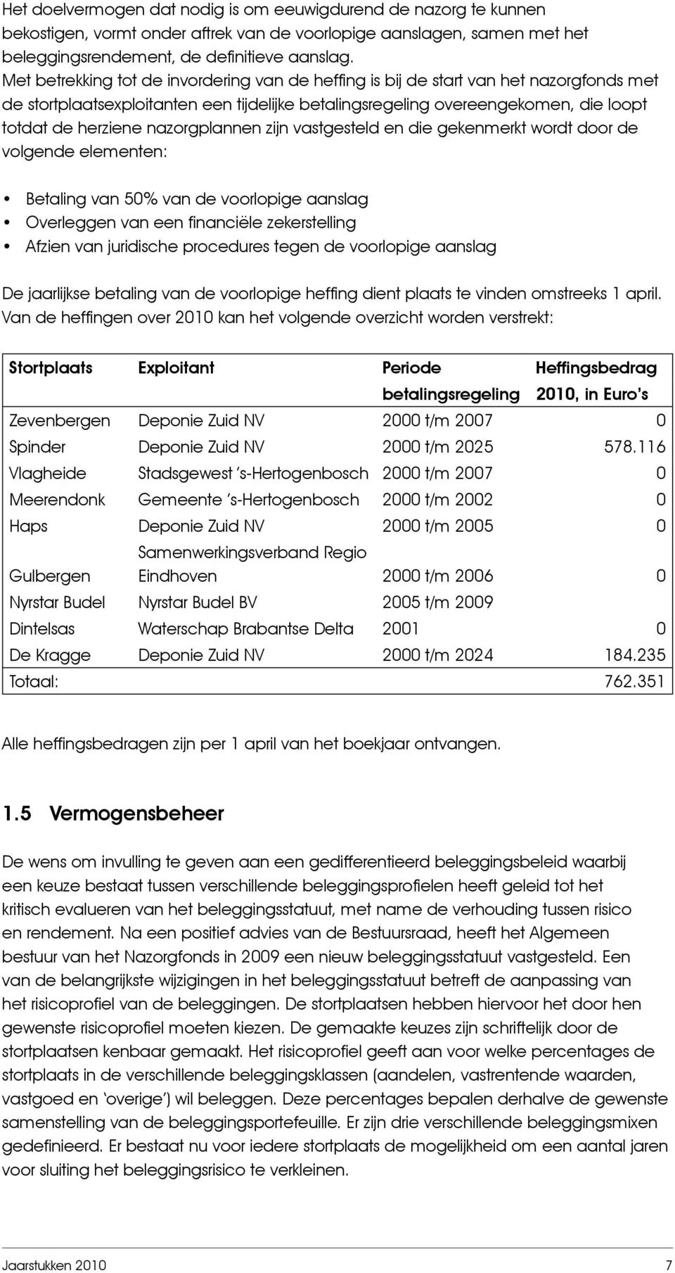 nazorgplannen zijn vastgesteld en die gekenmerkt wordt door de volgende elementen: Betaling van 50% van de voorlopige aanslag Overleggen van een financiële zekerstelling Afzien van juridische