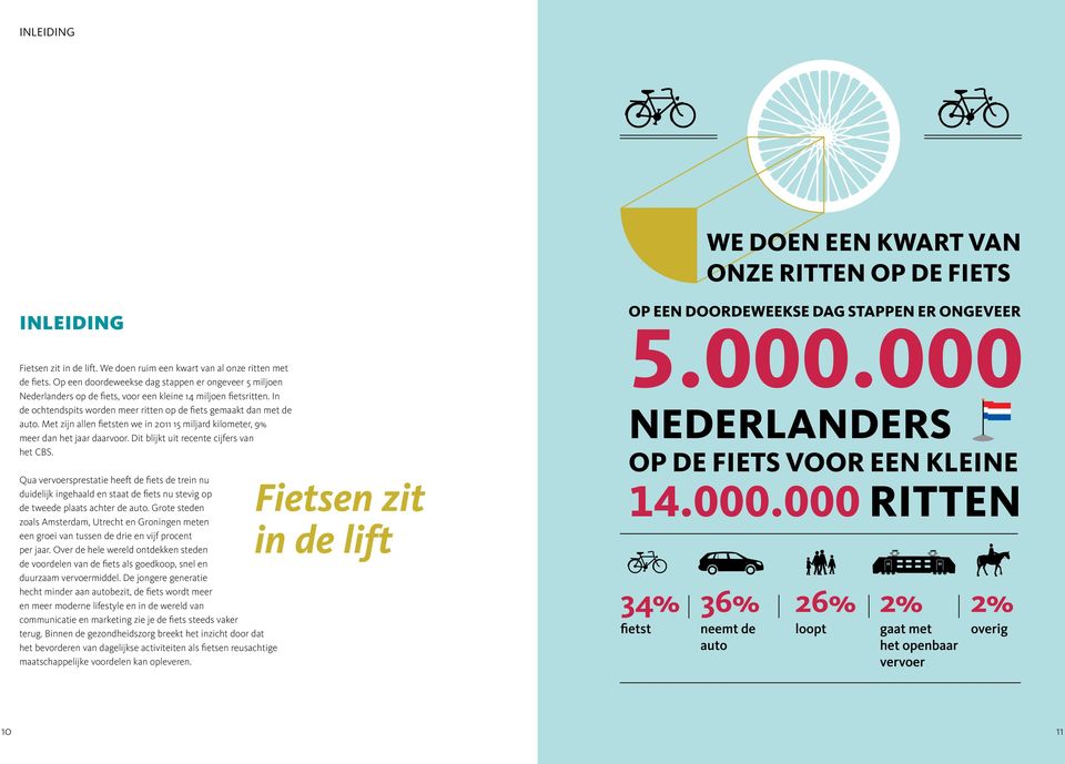 Met zijn allen fietsten we in 2011 15 miljard kilometer, 9% meer dan het jaar daarvoor. Dit blijkt uit recente cijfers van het CBS.