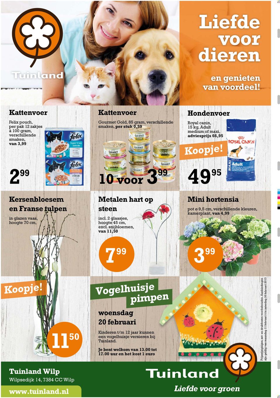 of maxi, adviesprijs 66,95 Koopje! 2 99 10 voor 3 99 49 95 Kersenbloesem en Franse tulpen in glazen vaas, hoogte 70 cm, Metalen hart op steen incl. 2 glaasjes, hoogte 45 cm, excl.