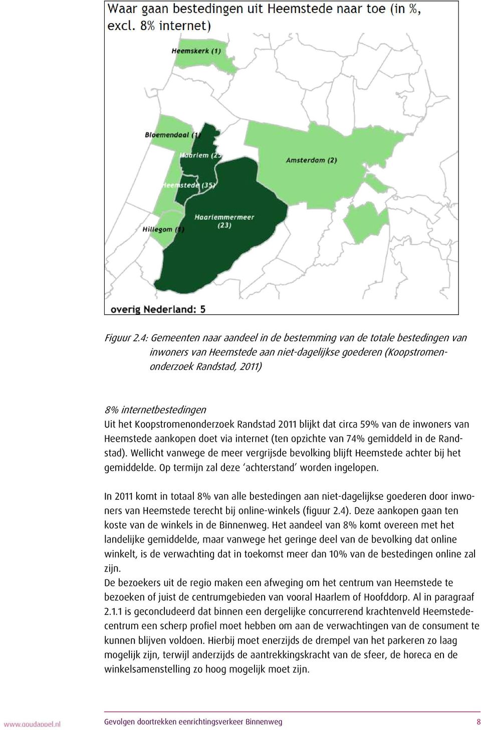 Koopstromenonderzoek Randstad 2011 blijkt dat circa 59% van de inwoners van Heemstede aankopen doet via internet (ten opzichte van 74% gemiddeld in de Randstad).