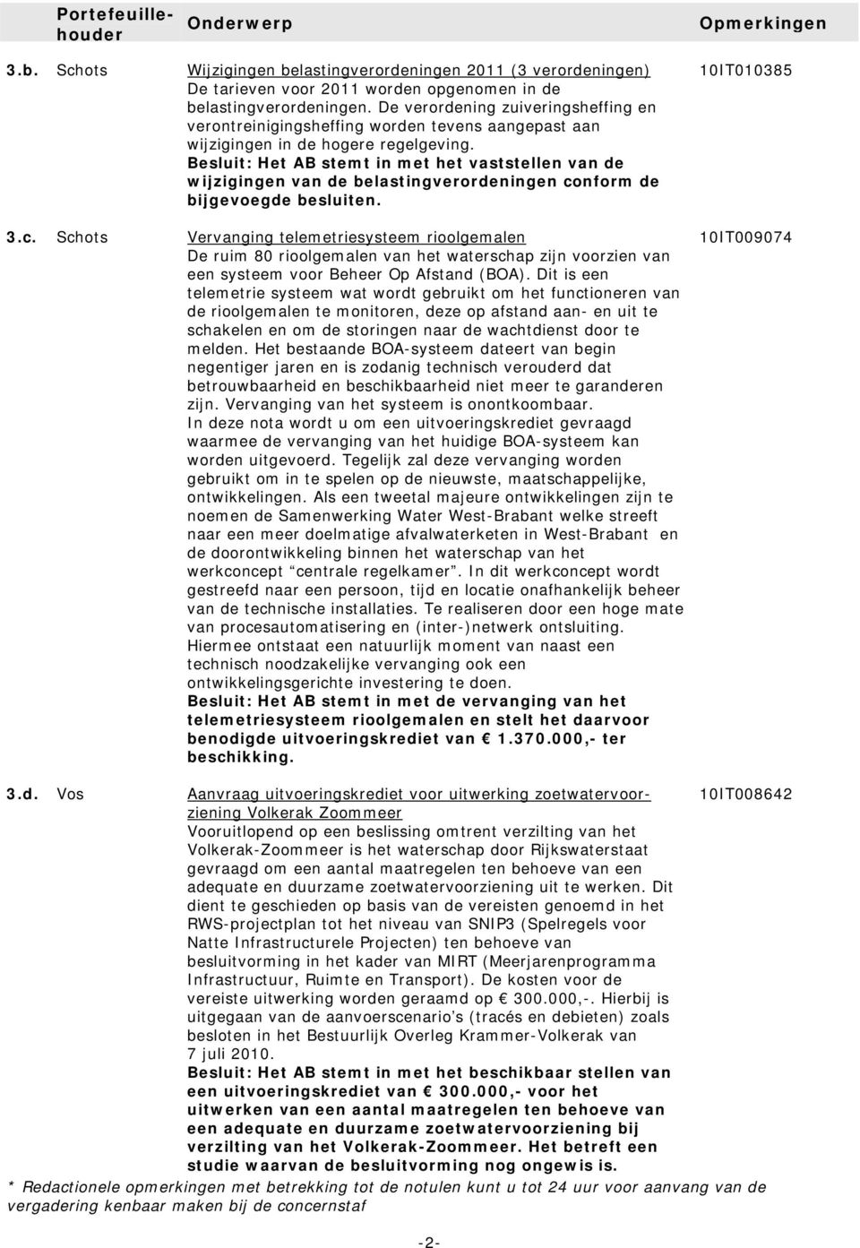 Besluit: Het AB stemt in met het vaststellen van de wijzigingen van de belastingverordeningen co