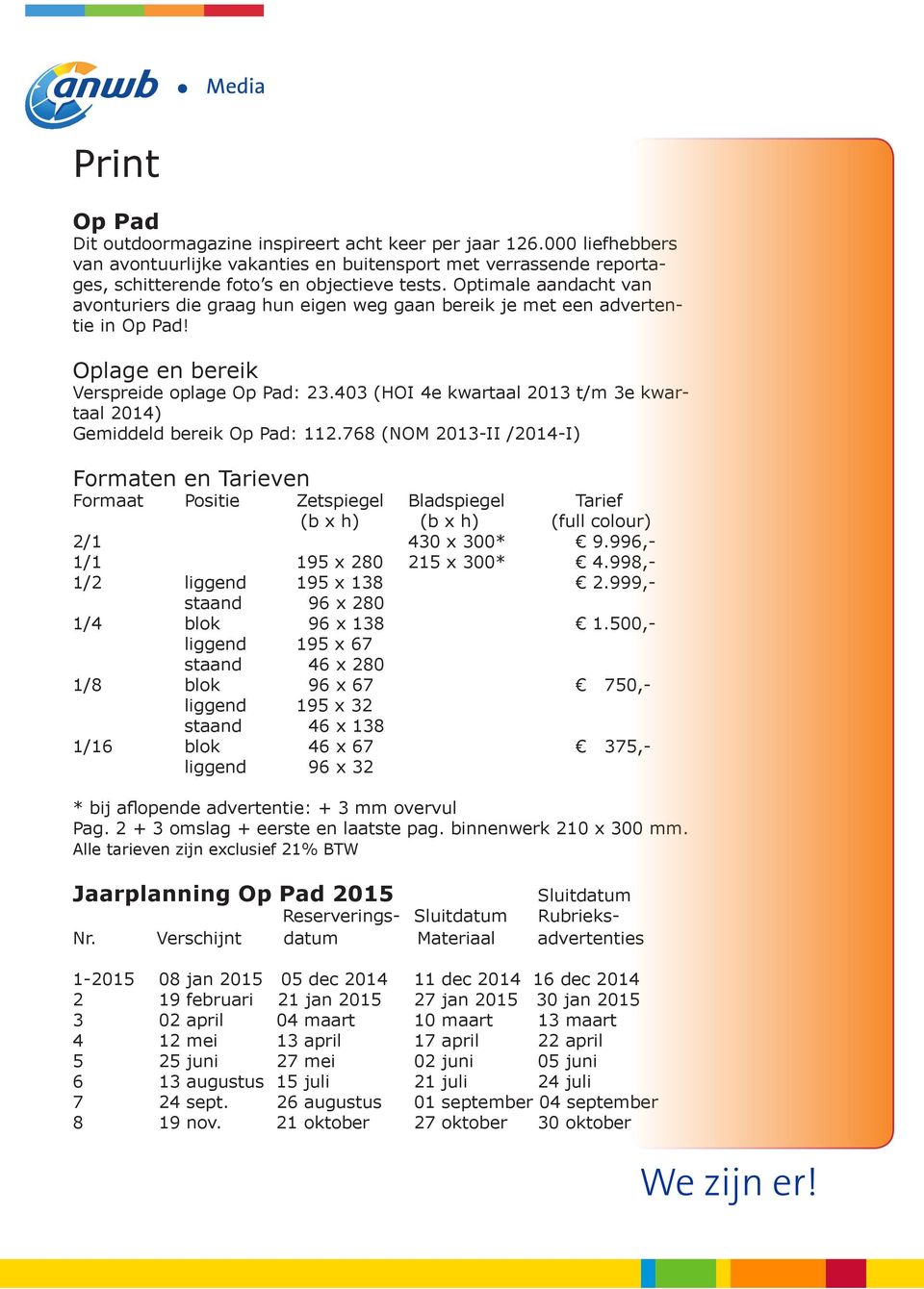 403 (HOI 4e kwartaal 2013 t/m 3e kwartaal 2014) Gemiddeld bereik Op Pad: 112.