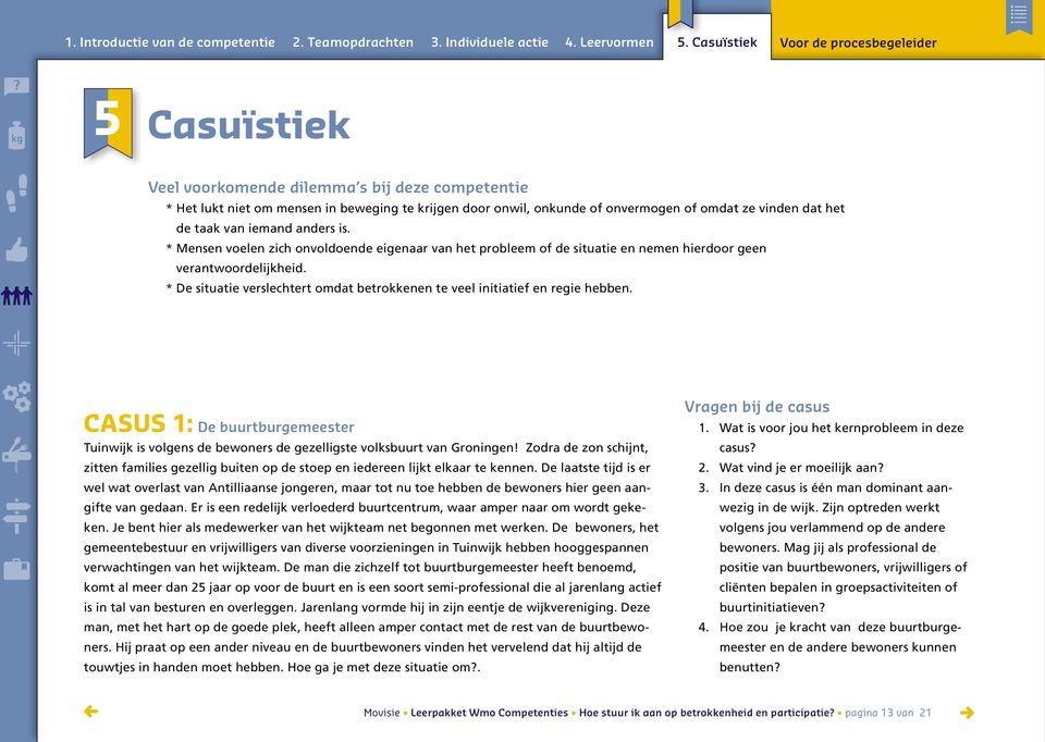 CASUS 1: De buurtburgemeester Tuinwijk is volgens de bewoners de gezelligste volksbuurt van Groningen!