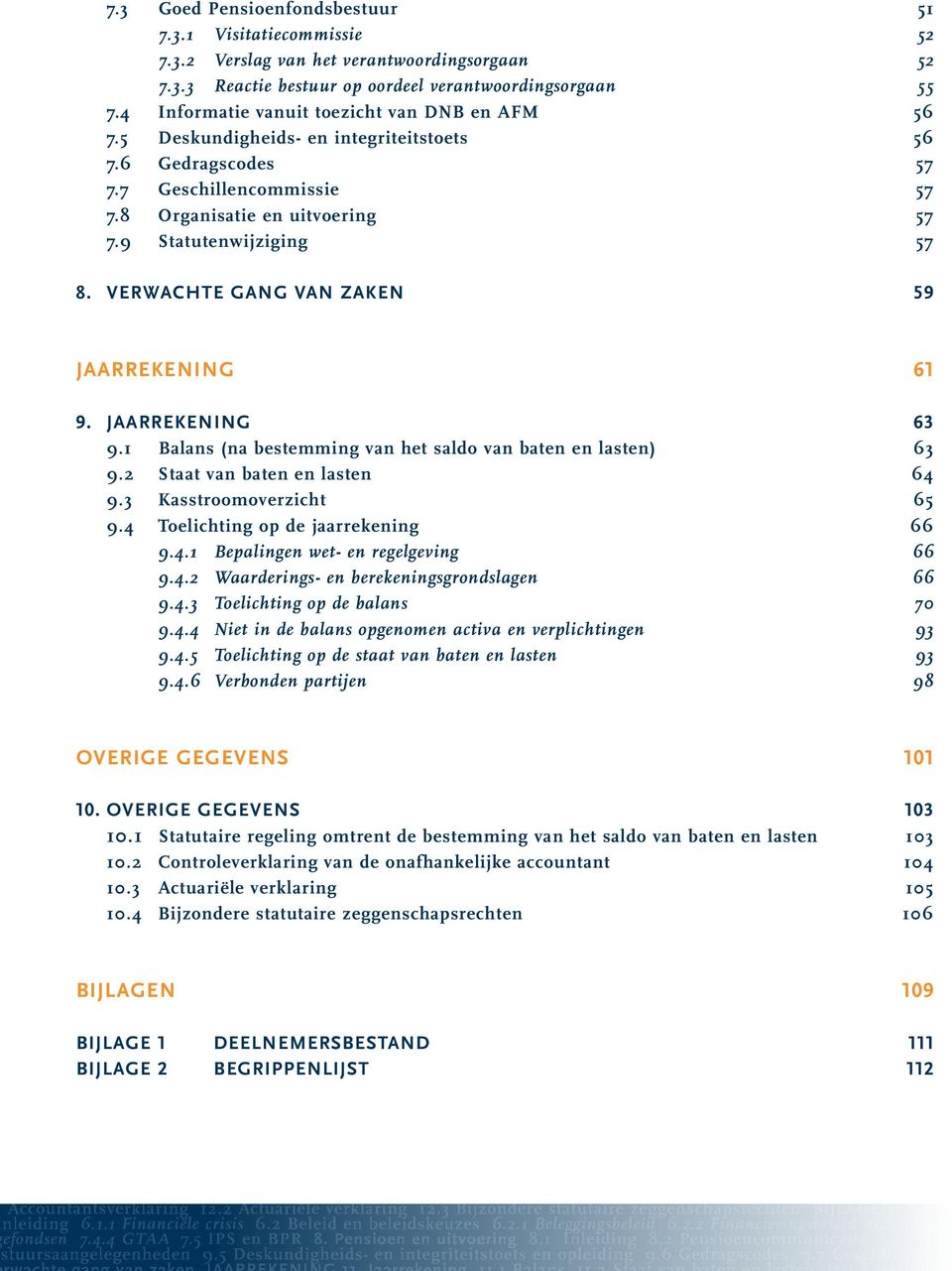 Verwachte gang van zaken 59 jaarrekening 61 9. Jaarrekening 63 9.1 Balans (na bestemming van het saldo van baten en lasten) 63 9.2 Staat van baten en lasten 64 9.3 Kasstroomoverzicht 65 9.