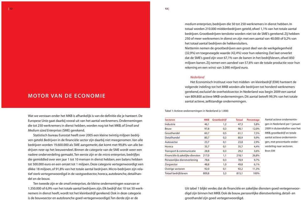 Niettemin nemen de grootbedrijven een groot deel van de werkgelegenheid (32,9%) en toegevoegde waarde (42,4%) voor hun rekening.