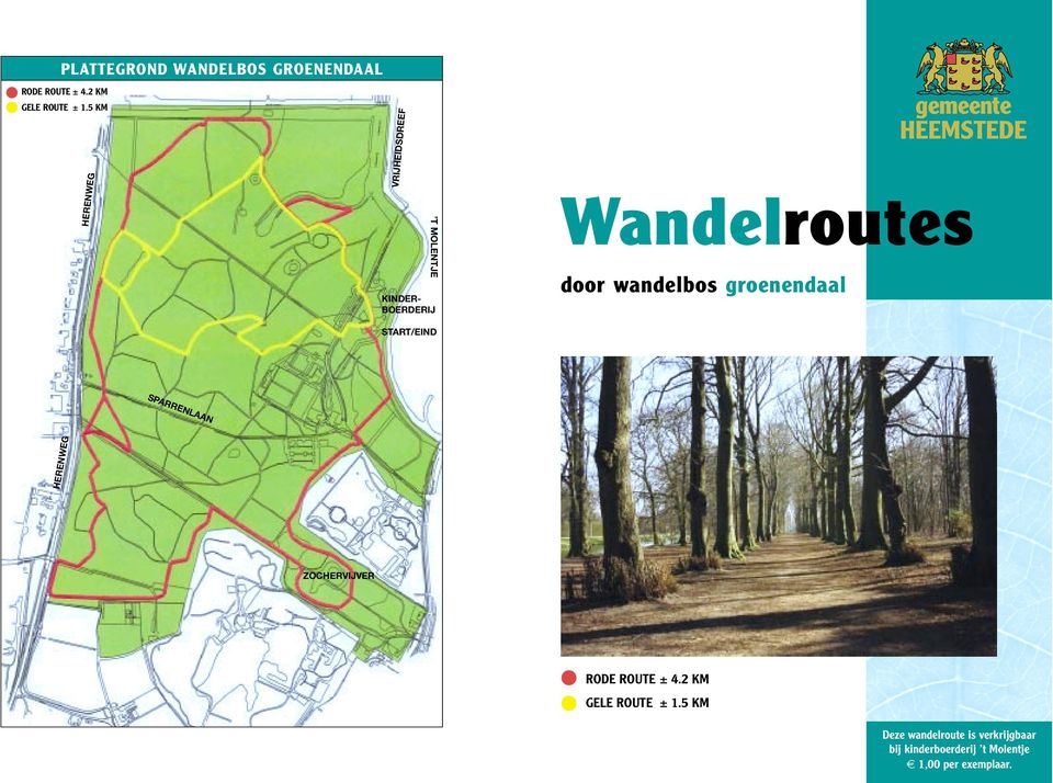 door wandelbos groenendaal SPARRENLAAN HERENWEG ZOCHERVIJVER RODE ROUTE ± 4.