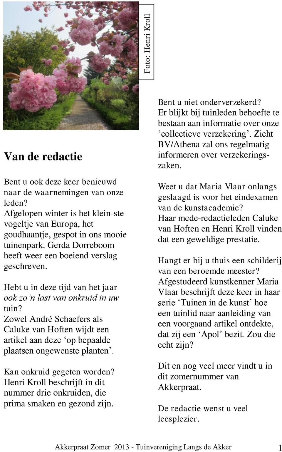 Hebt u in deze tijd van het jaar ook zo n last van onkruid in uw tuin? Zowel André Schaefers als Caluke van Hoften wijdt een artikel aan deze op bepaalde plaatsen ongewenste planten.