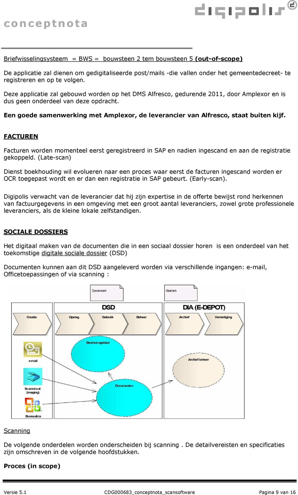 Een goede samenwerking met Amplexor, de leverancier van Alfresco, staat buiten kijf. FACTUREN Facturen worden momenteel eerst geregistreerd in SAP en nadien ingescand en aan de registratie gekoppeld.
