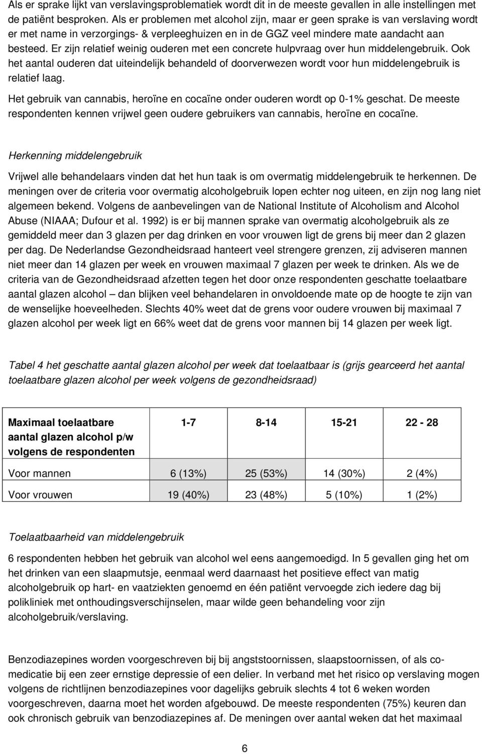 Er zijn relatief weinig ouderen met een concrete hulpvraag over hun middelengebruik. Ook het aantal ouderen dat uiteindelijk behandeld of doorverwezen wordt voor hun middelengebruik is relatief laag.