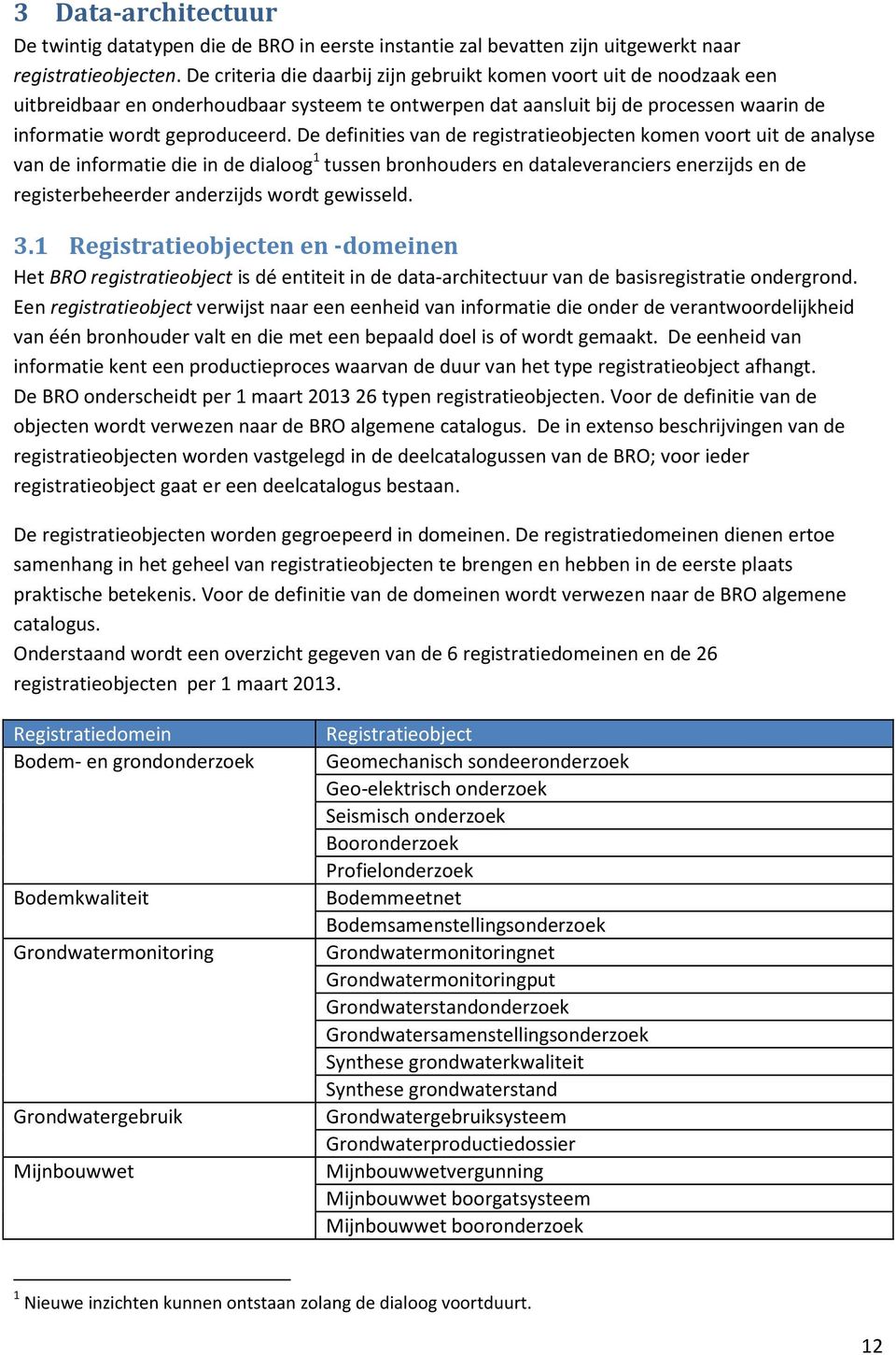 De definities van de registratieobjecten komen voort uit de analyse van de informatie die in de dialoog 1 tussen bronhouders en dataleveranciers enerzijds en de registerbeheerder anderzijds wordt