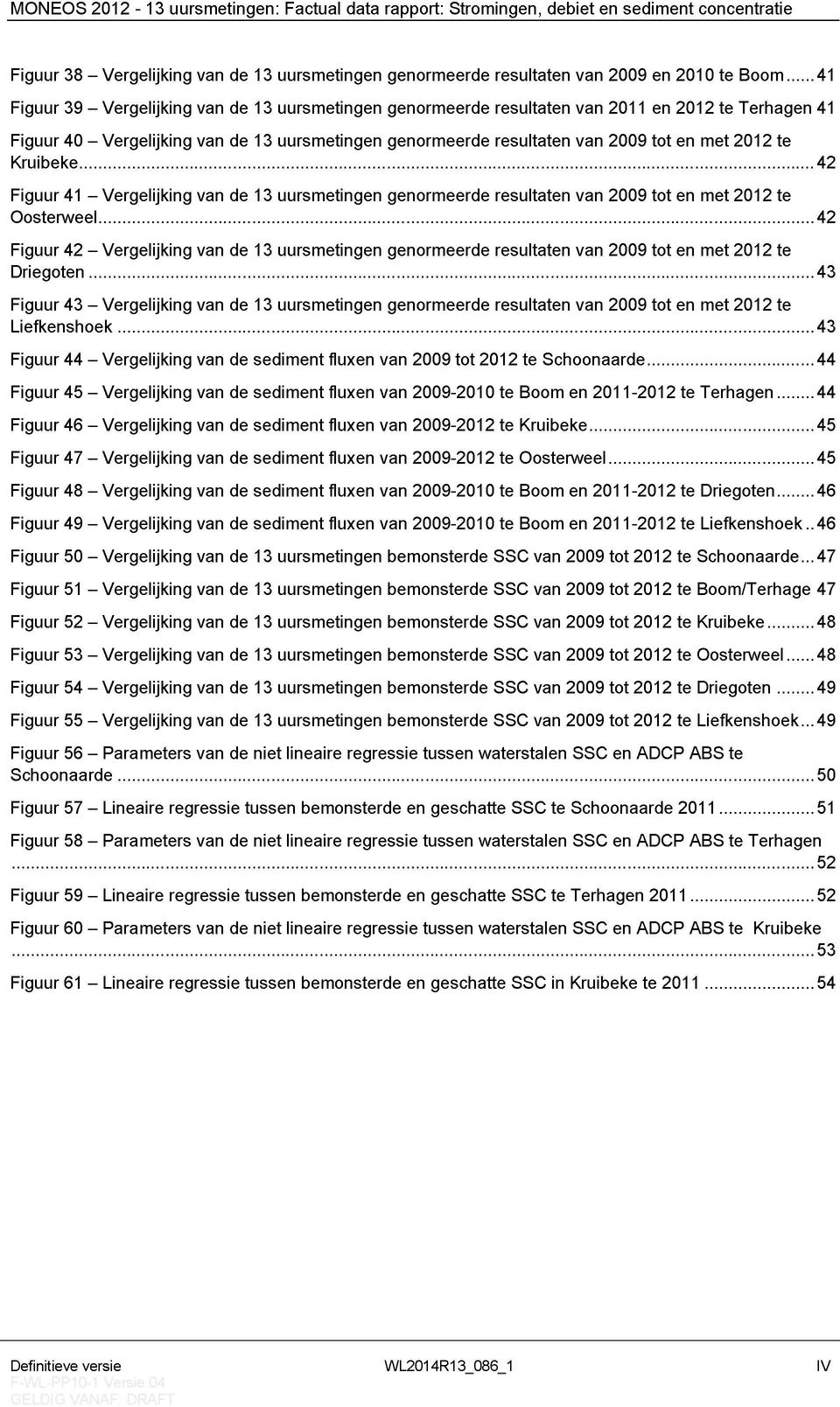2012 te Kruibeke... 42 Figuur 41 - Vergelijking van de 13 uursmetingen genormeerde resultaten van 2009 tot en met 2012 te Oosterweel.