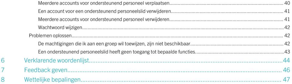 .. 41 Meerdere accounts voor ondersteunend personeel verwijderen... 41 Wachtwoord wijzigen...42 Problemen oplossen.