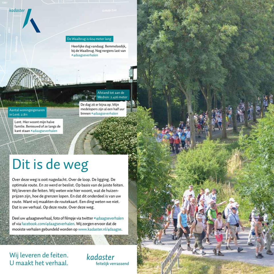 Benieuwd of ze langs de kant staan #4daagseverhalen Dit is de weg Over deze weg is ooit nagedacht. Over de loop. De ligging. De optimale route. En zo werd er beslist. Op basis van de juiste feiten.