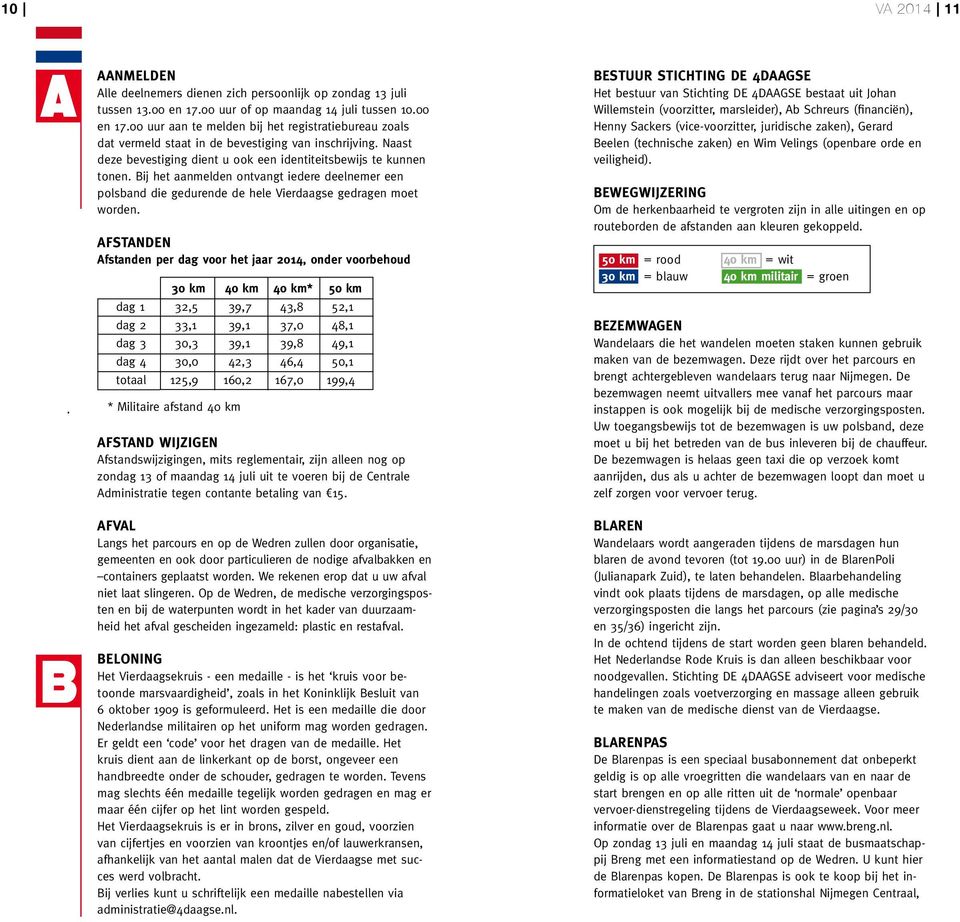 Naast deze bevestiging dient u ook een identiteitsbewijs te kunnen tonen. Bij het aanmelden ontvangt iedere deelnemer een polsband die gedurende de hele Vierdaagse gedragen moet worden.