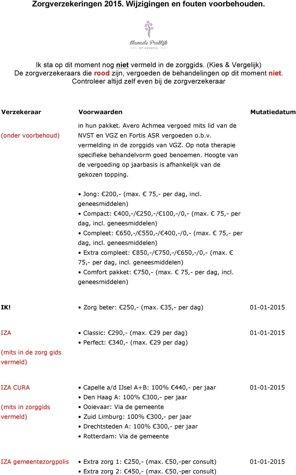 Compact: 400,-/ 250,-/ 100,-/0,- (max. 75,- per dag, incl. Compleet: 650,-/ 550,-/ 400,-/0,- (max. 75,- per dag, incl. Extra compleet: 850,-/ 750,-/ 650,-/0,- (max. 75,- per dag, incl. Comfort pakket: 750,- (max.