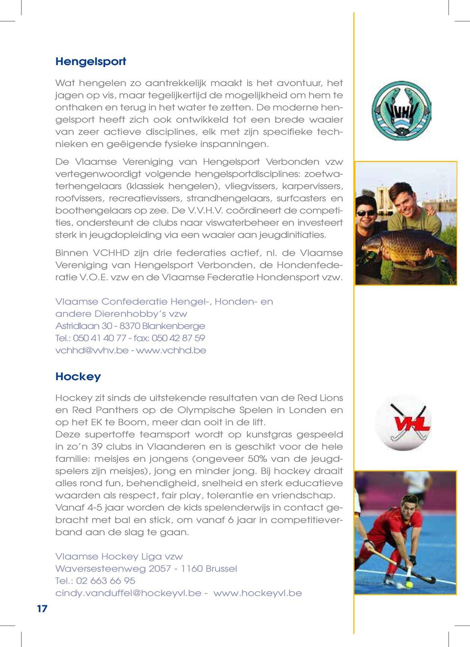 De Vlaamse Vereniging van Hengelsport Verbonden vzw vertegenwoordigt volgende hengelsportdisciplines: zoetwaterhengelaars (klassiek hengelen), vliegvissers, karpervissers, roofvissers,