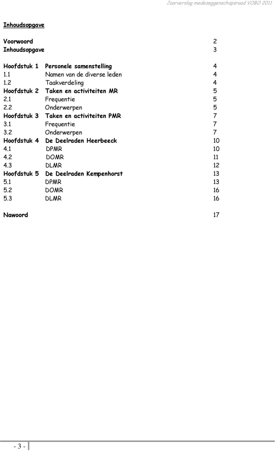 2 Onderwerpen 5 Hoofdstuk 3 Taken en activiteiten PMR 7 3.1 Frequentie 7 3.