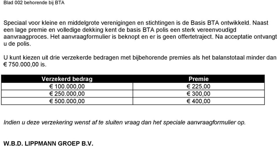 Het aanvraagformulier is beknopt en er is geen offertetraject. Na acceptatie ontvangt u de polis.