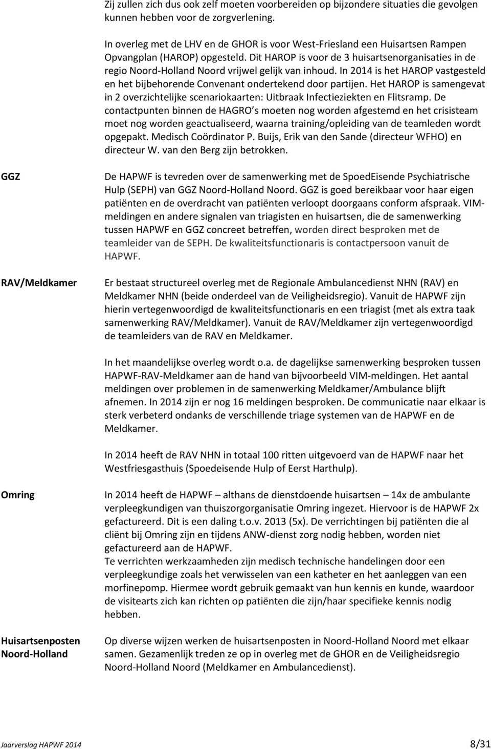 Dit HAROP is voor de 3 huisartsenorganisaties in de regio Noord-Holland Noord vrijwel gelijk van inhoud. In 2014 is het HAROP vastgesteld en het bijbehorende Convenant ondertekend door partijen.
