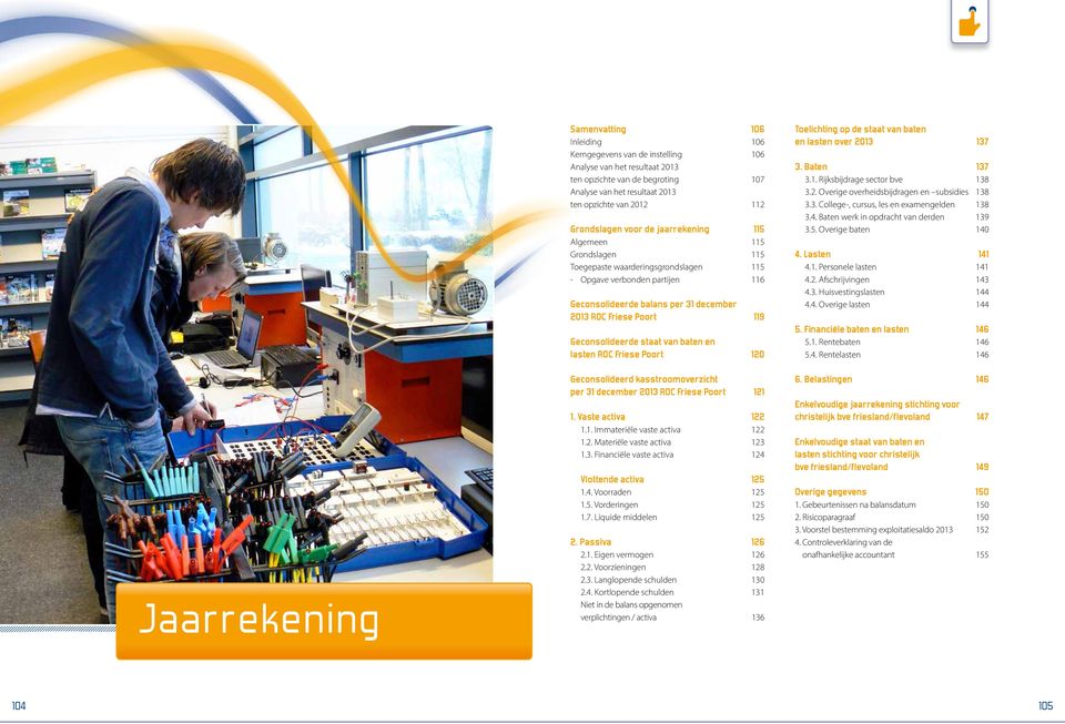 Poort 119 Geconsolideerde staat van baten en lasten ROC Friese Poort 120 Geconsolideerd kasstroomoverzicht per 31 december 2013 ROC Friese Poort 121 1. Vaste activa 122 1.1. Immateriële vaste activa 122 1.