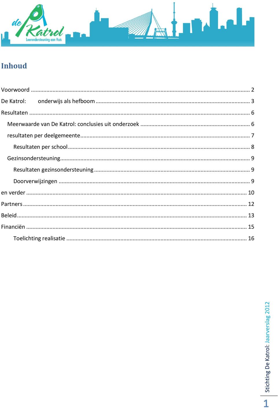 .. 7 Resultaten per school... 8 Gezinsondersteuning... 9 Resultaten gezinsondersteuning.