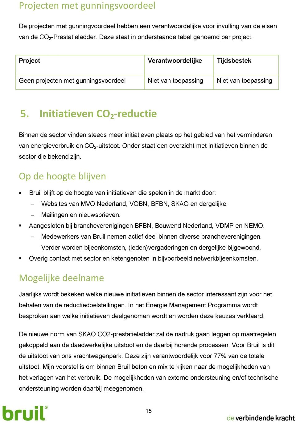 Initiatieven CO 2 -reductie Binnen de sector vinden steeds meer initiatieven plaats op het gebied van het verminderen van energieverbruik en CO 2 -uitstoot.