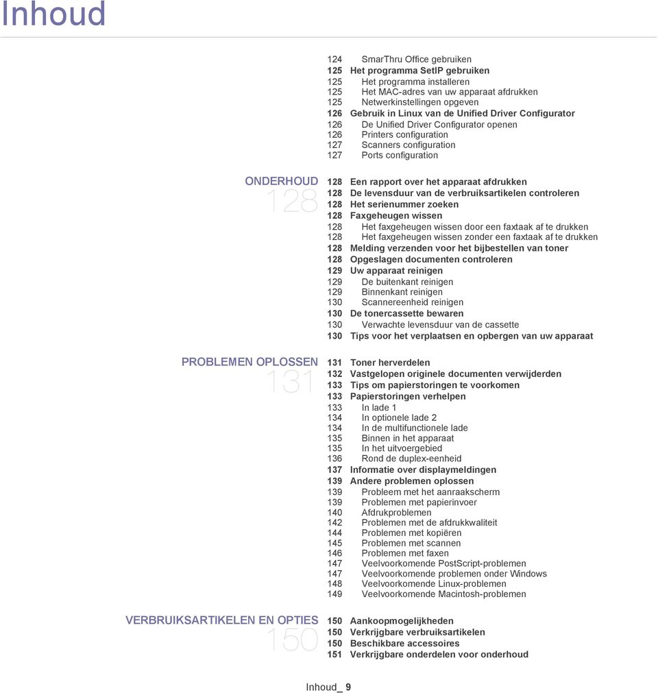 apparaat afdrukken 128 De levensduur van de verbruiksartikelen controleren 128 Het serienummer zoeken 128 Faxgeheugen wissen 128 Het faxgeheugen wissen door een faxtaak af te drukken 128 Het