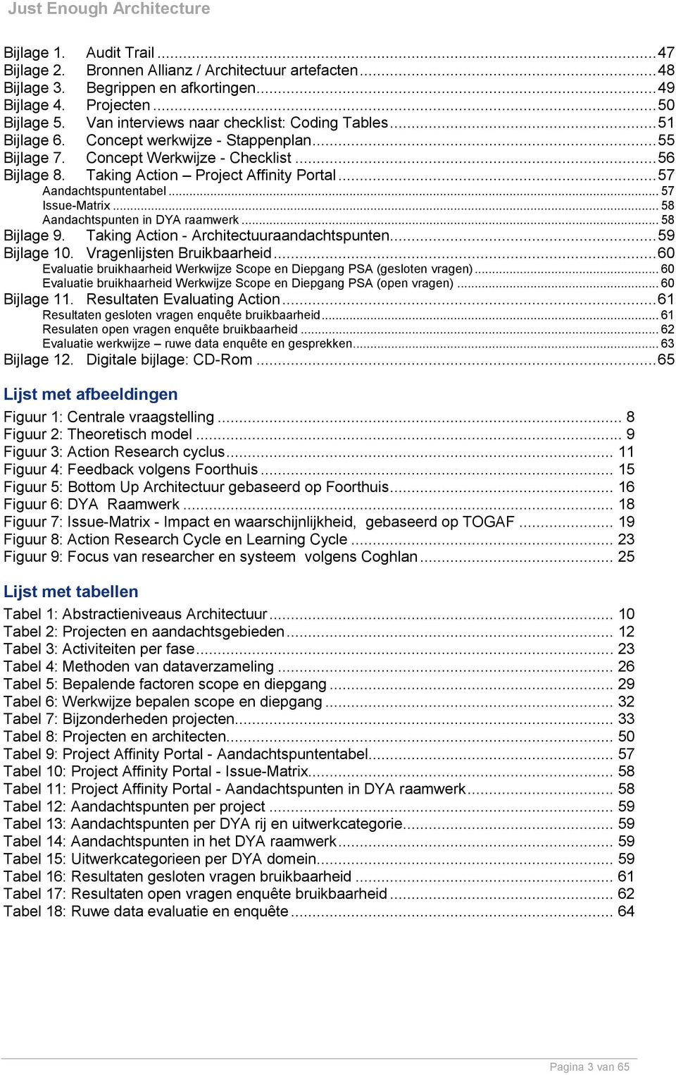 .. 57 Aandachtspuntentabel... 57 Issue-Matrix... 58 Aandachtspunten in DYA raamwerk... 58 Bijlage 9. Taking Action - Architectuuraandachtspunten... 59 Bijlage 10. Vragenlijsten Bruikbaarheid.