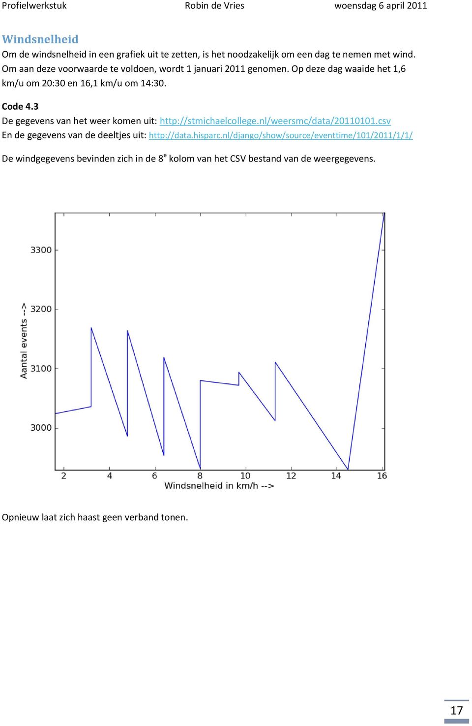 3 De gegevens van het weer komen uit: http://stmichaelcollege.nl/weersmc/data/20110101.csv En de gegevens van de deeltjes uit: http://data.