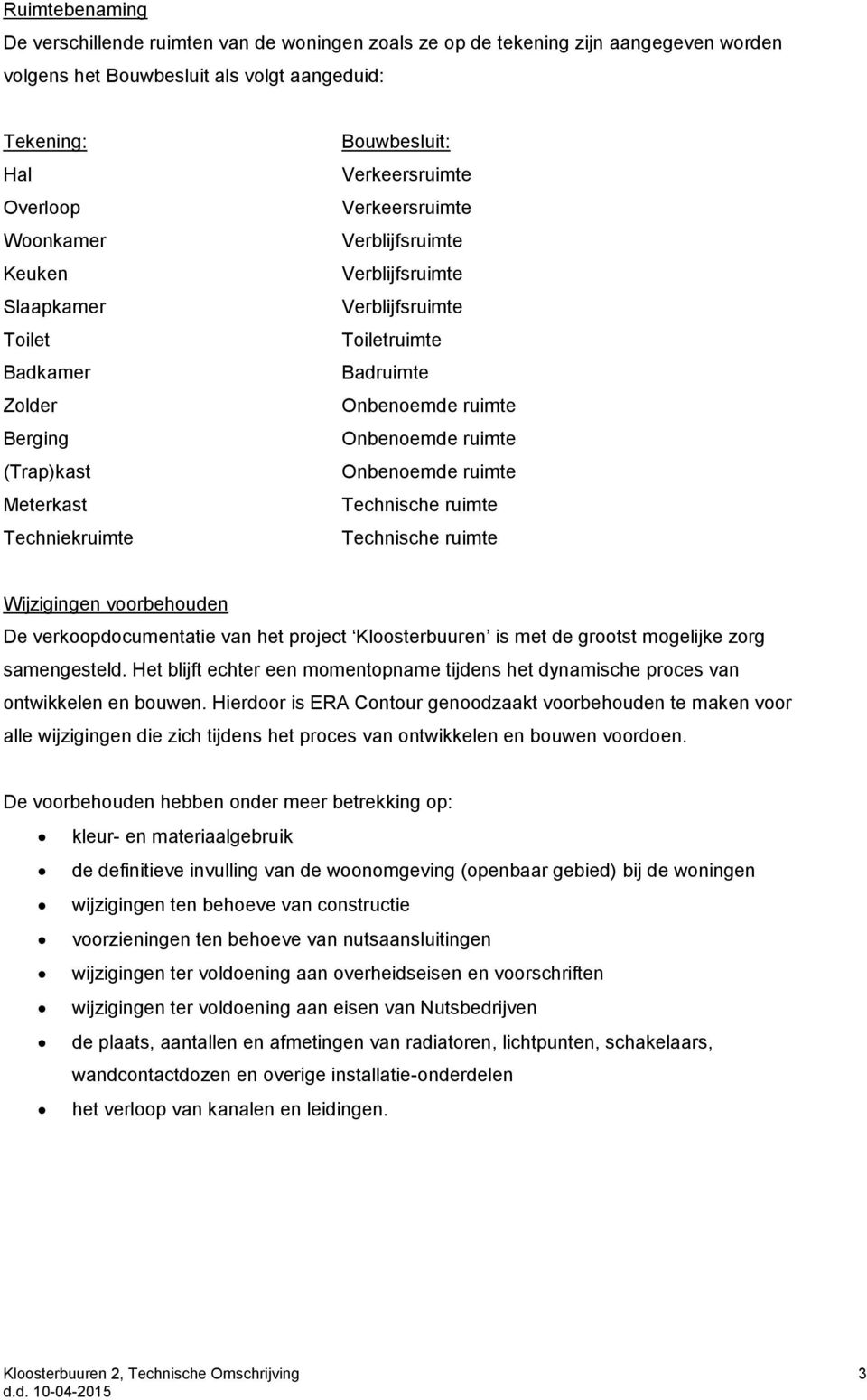 Onbenoemde ruimte Onbenoemde ruimte Technische ruimte Technische ruimte Wijzigingen voorbehouden De verkoopdocumentatie van het project Kloosterbuuren is met de grootst mogelijke zorg samengesteld.