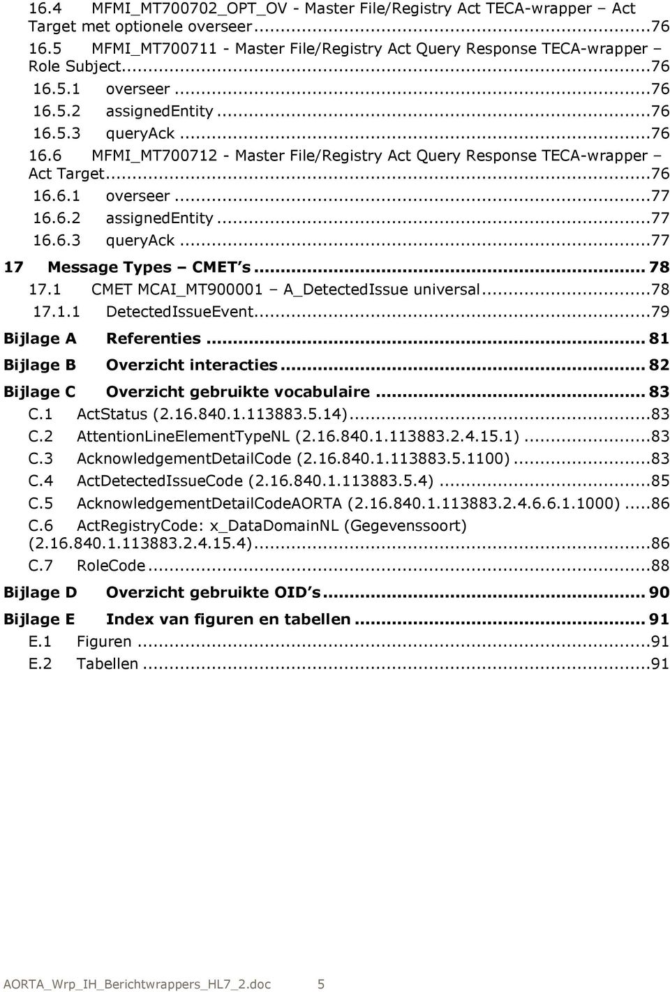 .. 78 17.1 CMET MCAI_MT900001 A_DetectedIssue universal...78 17.1.1 DetectedIssueEvent...79 Bijlage A Referenties... 81 Bijlage B Overzicht interacties... 82 Bijlage C Overzicht gebruikte vocabulaire.