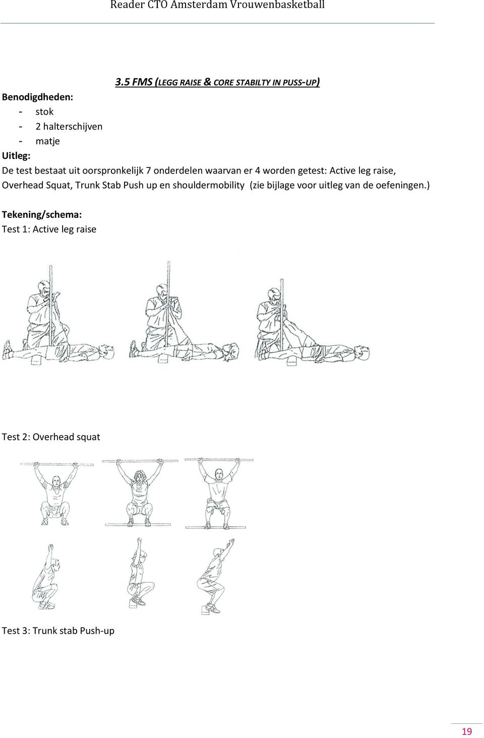 Overhead Squat, Trunk Stab Push up en shouldermobility (zie bijlage voor uitleg van de