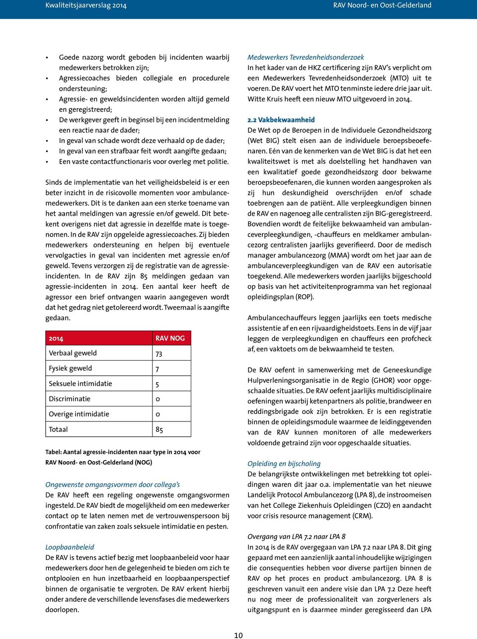 gedaan; Een vaste contactfunctionaris voor overleg met politie. Sinds de implementatie van het veiligheidsbeleid is er een beter inzicht in de risicovolle momenten voor ambulancemedewerkers.