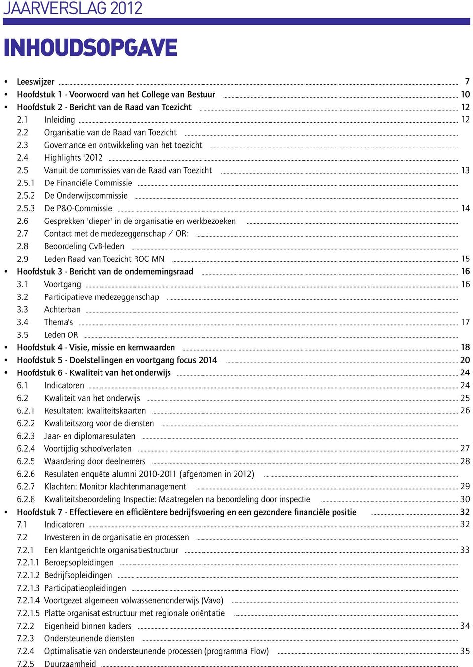 6 Gesprekken 'dieper' in de organisatie en werkbezoeken 2.7 Contact met de medezeggenschap / OR: 2.8 Beoordeling CvB-leden 2.