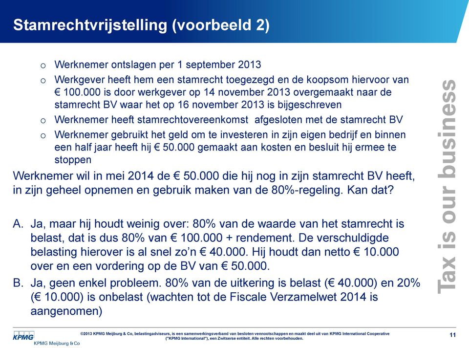 gebruikt het geld om te investeren in zijn eigen bedrijf en binnen een half jaar heeft hij 50.000 gemaakt aan kosten en besluit hij ermee te stoppen Werknemer wil in mei 2014 de 50.