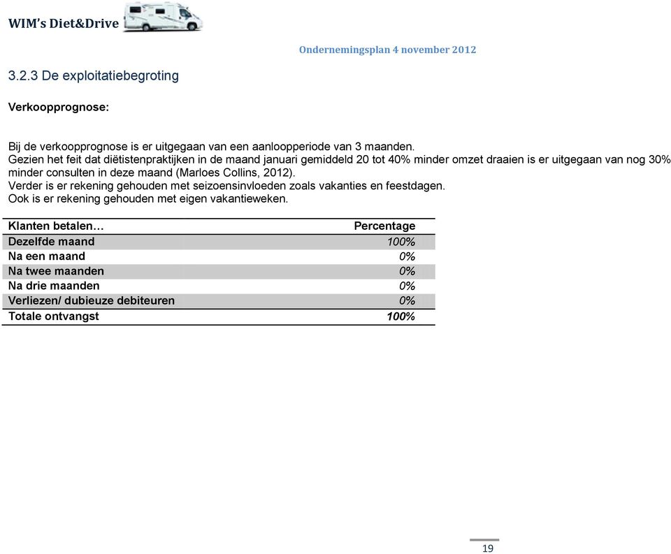deze maand (Marloes Collins, 2012). Verder is er rekening gehouden met seizoensinvloeden zoals vakanties en feestdagen.