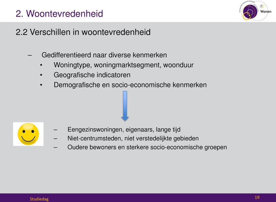 woningmarktsegment, woonduur Geografische indicatoren Demografische en socio-economische