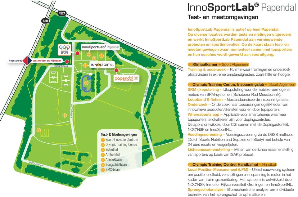 Op de kaart staan test- en meetomgevingen waar momenteel samen met topsporters en hun coaches wordt gewerkt aan vooruitgang.