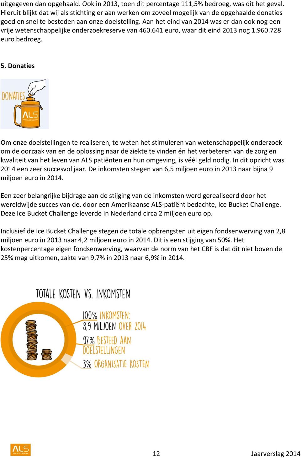 Aan het eind van 2014 was er dan ook nog een vrije wetenschappelijke onderzoekreserve van 460.641 euro, waar dit eind 2013 nog 1.960.728 euro bedroeg. 5.