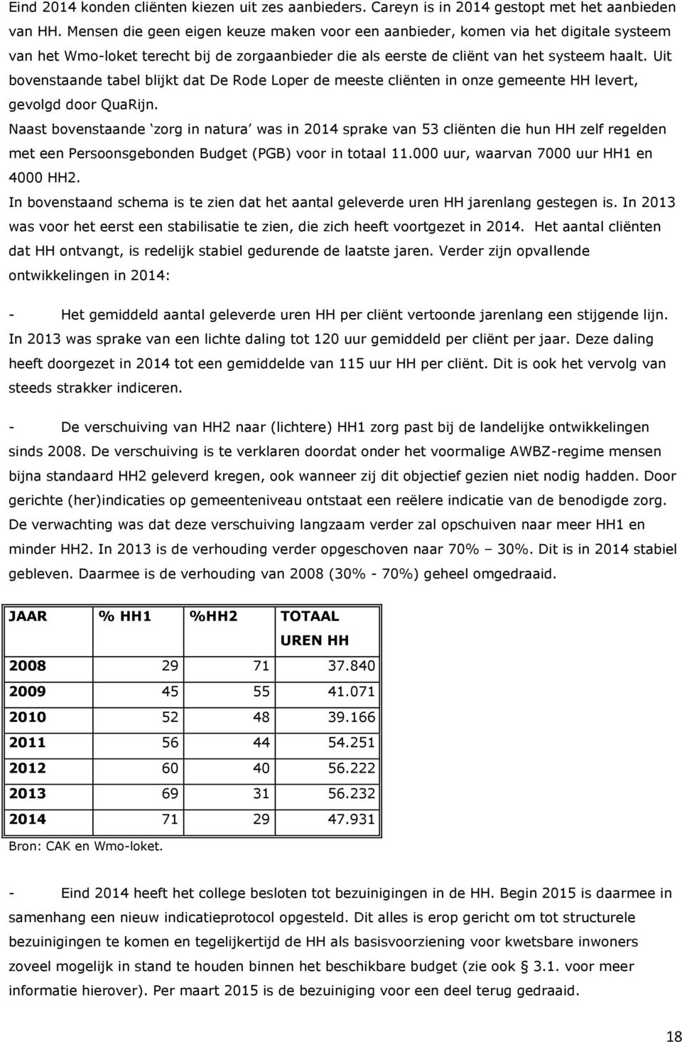 Uit bovenstaande tabel blijkt dat De Rode Loper de meeste cliënten in onze gemeente HH levert, gevolgd door QuaRijn.