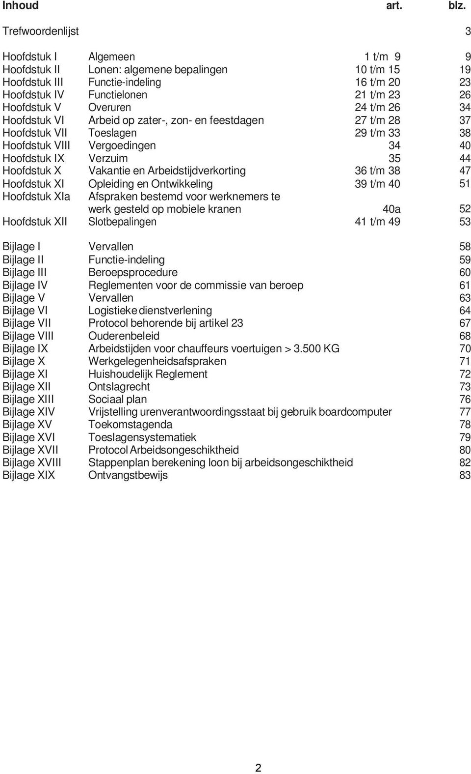 34 Hoofdstuk VI Arbeid op zater-, zon- en feestdagen 27 t/m 28 37 Hoofdstuk VII Toeslagen 29 t/m 33 38 Hoofdstuk VIII Vergoedingen 34 40 Hoofdstuk IX Verzuim 35 44 Hoofdstuk X Vakantie en